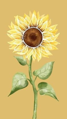 a drawing of a sunflower on a yellow background