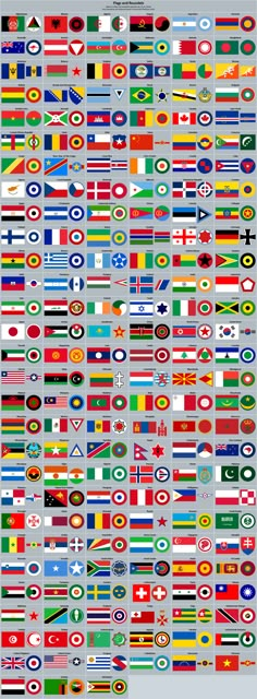 the flags of all countries are shown in this poster