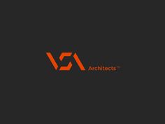 an orange and black logo for architecture