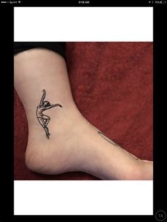 a woman's foot with a small tattoo on the side of her left leg