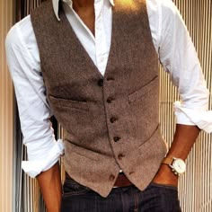 Fashion Inspirations Blue Jeans Outfit Men, Waistcoat Outfit, Men Waistcoat, Mens Vest Fashion, Gentleman Outfit, Mens Suit Vest, Concept Clothing, Mens Casual Dress Outfits, Men Stylish Dress