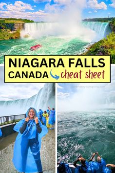 niagara falls and the canadian side with text overlay that reads niagara falls, cheat sheet