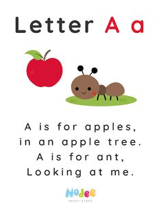 the letter a is for apples in an apple tree as for ant looking at me