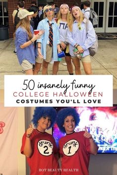 funny college costumes Funny Duo Halloween Costumes Diy, Funny Best Friend Halloween Costumes For 2 Friends, Funny Friends Costumes, Hilarious Costumes For Friends, Costume Ideas For 2 Friends Funny, Funny College Halloween Costume Ideas, 2 Person Halloween Costumes Funny, Halloween Workout Costume Ideas, Co Worker Halloween Costumes Ideas