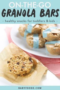 These healthy portable Granola Bars are a great snack for toddlers and kids. Made with old fashioned oats and rice cereal, these homemade granola bars are a quick and easy no-bake recipe that your kids will love! Pack them into a school lunch, in a backpack for an after school snack, or in your purse for a playdate treat. #granolabars #kidfriendly #healthsnacks #toddlers Kids Granola Bars Healthy, Baby Granola Bars, Quick Healthy Snacks For Kids, Homemade Bars For Kids, Healthy Granola Bars For Kids, No Bake Toddler Snacks, Homemade Kids Snacks Healthy, Homemade Granola Bars For Kids, Toddler Granola Bars