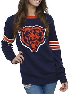 "Free Video Reveals . . . How You Can Get Paid To Blog About The Chicago Bears!!"  https://www.icmarketingfunnels.com/p/page/i3xbXnU Bears Game Outfit, Chicago Bears Sweatshirt, Gameday Outfits, Intarsia Sweater, Game Outfit, Bleed Blue