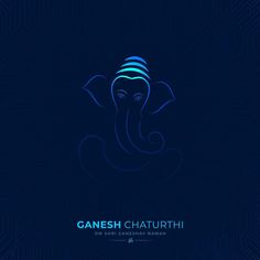 the ganesh chaturth logo on a dark blue background with an intricate design