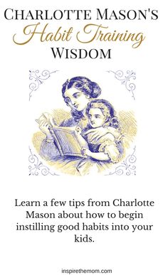 charlotte mason's hoot training wisdom book with an image of a woman holding a child