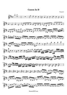 the music score for canon in d