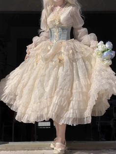 ❤︎ Flower wedding Lolita Gows Dress❤︎ This item takes 7 days to ship. 60s Flower Dress, Cute Victorian Dress, Hanfu Inspired Wedding Dress, Fashion Cute Girly, Old Time Wedding Dresses, Lolíta Dress White, Plus Size Cottagecore Wedding Dress, Historical Ballgown, Lolíta Dresses