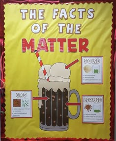 a bulletin board with an image of a beer and the words, the facts of the matter