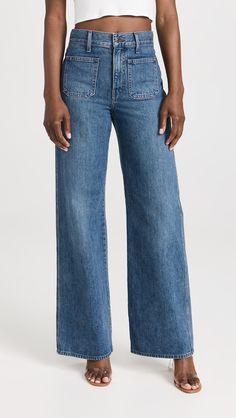 Veronica Beard Jean Taylor High Rise Wide Leg Jeans | Shopbop Wide Leg Outfit, High Rise Wide Leg Jeans, Jeans Fabric, Weekend Style, Veronica Beard, Denim Pant, Heeled Sandals, New Wardrobe, Wide Leg Jeans