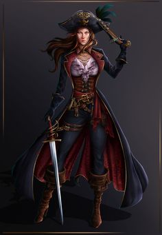 Swashbuckler Aesthetic, Female Pirate Captain Character Design, Fantasy Pirate Outfit, Pirate Captain Outfit, Pirate Armor, Pirate Aesthetic Female Outfit, Female Pirates, Vikings Halloween, Pirate Books