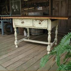 Wilmont Custom Kitchen Table-Iron Accents Fusion Paint Furniture, Old Kitchen Tables, Old World Kitchens, Western Pennsylvania, Country Table, Iron Accents, Pine Table, Farm Tables, American Antiques