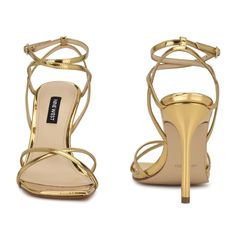 Gold Strappy Sandals Heels, Gold Strapped Heels, Gold Heeled Sandals, Simple Gold Heels, Gold Prom Heels, Bridal Heels Gold, Gold Heels Wedding, Gold Prom Shoes, Gold Heels Prom