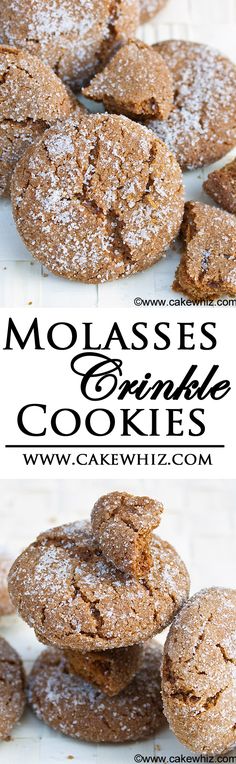 molasse cookies stacked on top of each other with the words molasses drink cookies above them