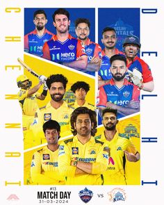 It's match day DC Vs CSK in the IPL! Catch all the action right here. Match Day Poster, Match Day