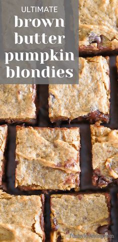 brown butter pumpkin blondies with text overlay