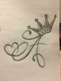 a drawing of a crown on top of a piece of paper with the word love written in it