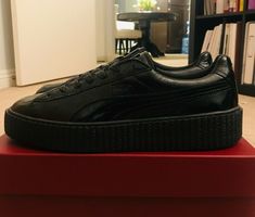 PUMA BY RIHANNA CREEPER CRACKED BLACK LEATHER 364641-01 SZ US M 12 UK 11 EUR 46 #PUMA #AthleticSneakers All Black Sneakers, Athletic Shoes