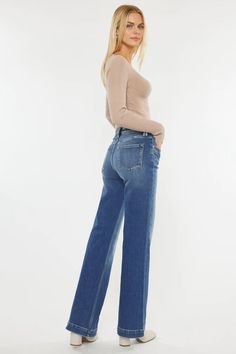 Our Pilot High Rise Flare Jeans come in with faded details and a unique flared design that's trendy and chic. Sits above the natural waistline as it lightly tapers down the thigh and begins to flare out down the leg. Made with comfort-stretch denim that retains its shape while allowing you to move with ease. Features a classic five-pocket design, single-button front, and zip-fly closure. Rise 10.75" / Inseam 34" (Size 3 / 25) 99% Cotton, 1% Spandex Model in Size 25 Light Wash Style # : KC9289L Medium Wash Style # KC9289M Stretchiness Level >> Rigid Chic Mid-rise Faded Flare Jeans, Chic Mid-rise Faded Jeans, Chic Faded Flare Jeans For Spring, Faded Cropped Leg Flare Jeans For Fall, Faded Full Length Flare Jeans For Spring, Chic Faded Wide Leg Bottoms, Faded Flare Full Length Jeans For Spring, Faded Flare Bottoms For Fall, Chic Wide Leg Faded Bottoms