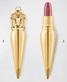 Color— Dune Kiss Louboutin Lipstick, Christian Louboutin Lipstick, Red Tips, Feminine Shoes, Cupids Bow, Satin Lipstick, Gold Caps, Pansies Flowers, Dior Addict