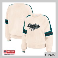 Bring a trendy twist to classic Philadelphia Eagles fashion with this WEAR by Erin Andrews Stripe Pullover Sweater. Ultra-soft fabric delivers a luxuriously comfy feel, while the rib-knit cuffs and hem allow for easy styling and freedom of movement, making it perfect for going to games, watch parties or out on the town. The Philadelphia Eagles details perfectly complement this gear's stylish design. Philadelphia Eagles Shirts, Erin Andrews, Gameday Couture, Color Block Leggings, Quarter Zip Jacket, Grey Pullover, Women's Wear, Women Hoodies Sweatshirts, Philadelphia Eagles