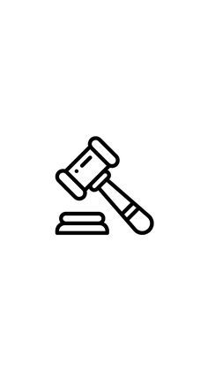 a judge's hammer on top of a block of wood icon in black and white