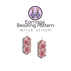 the earrings are made from pink and white beads with an intricate pattern on them, which is