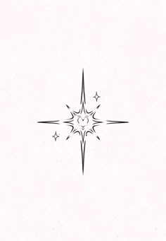 a black and white drawing of a star with the shape of a heart on it