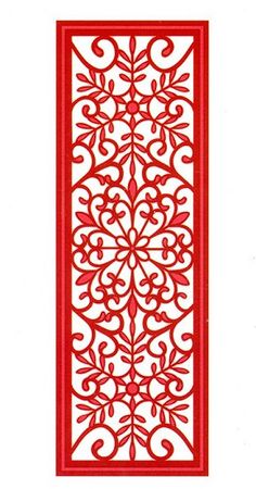 a red laser cutout with an intricate design on the front and back of it