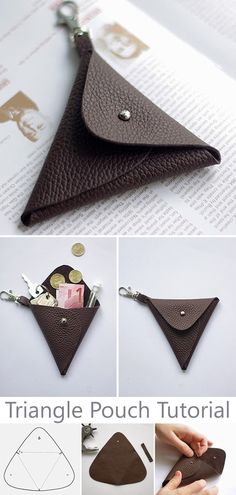 how to make a triangle pouch with leather