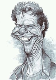 a drawing of a smiling man with his mouth open