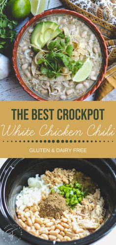 the best crockpot white chicken chili recipe is in this slow cooker and it's ready to be eaten