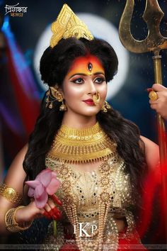 Navratri Makeup, Bengali Makeup, Goddess Attire, Khodiyar Maa, Durga Puja Wallpaper, Indian Goddesses, Wonder Woman Tattoo