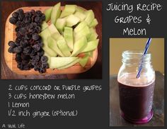 an image of grapes and melon in a mason jar with instructions on how to make it