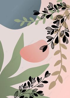 an abstract floral background with leaves and berries