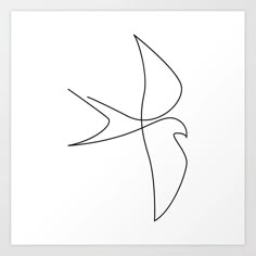 a black and white drawing of a bird