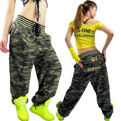 Shiping libre! Hip hop pantalones mujeres bolsillo grande pantalones casuales pantalones de camuflaje vaqueros femeninos hiphop Loose ropa de Hip hop(China (Mainland)) Lady Gaga Costume, Hip Hop Sweatpants, Camouflage Pants, Camo Fashion, Dance Pants, Hipster Outfits