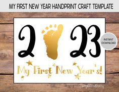 a new year's card with the number twenty and three feet