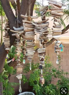 a tree filled with lots of hanging items