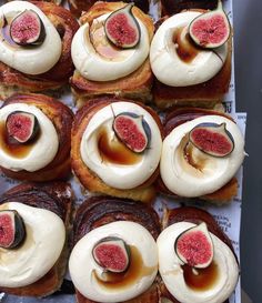 there are many pastries with figs on them