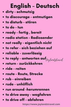 a pink poster with the words english - deutsch