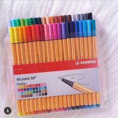 a pack of stabibo colored pencils with different colors