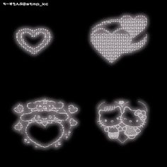 four different types of heart shapes on a black background