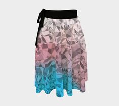 "50% of the profit from sales of this product will be donated to the Trevor Project! Sizing info and care instructions can be found here: https://artofwhere.com/products/bottoms/skirts/wrap-skirts From Art of Where, my manufacturing partner: \"Artwork printed full circle one size wrap skirts.  * Choose from medium weight soft peachskin jersey 92% polyester/8% spandex, or in 100% lightweight polyester matte crepe. * Waist tie is made from our bamboo jersey fabric for a perfectly comfy finish.  * The simple full circle design means people of all shapes and sizes can wear our wrap skirts.  * Laser cut so the edges are finished perfectly without added weight. * Never-fade vibrant full colour sublimation print lasts even with repeated wear and washing.\" This funky grungy boho groovy trippy boh Skirts Wrap, Trans Pride Flag, Trevor Project, Wrap Skirts, Trans Pride, Pride Flag, Full Circle, Circle Design, Pride Flags