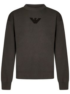 50% Cotone, 50% Lana VergineComposition: Ribbed Crewneck; Long Sleeves, Soft Shoulders, Ribbed Detail At Shoulders Flocked Logo At Chest Ribbed Cuffs And Bottom Band Regular Fit Gray Color 50% Cotton, 50% Virgin Wool Made In China Luxury Gray Men's Sweater, Armani Sweater, Armani Shirts Men, Luxury Men's V-neck Sweater, Armani Brand, Armani Logo, Armani Exchange T-shirt, Herno Jacket, Elegant Outfits