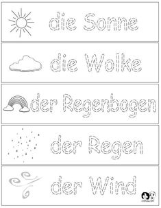 the german worksheet for children to learn how to write and color with pictures