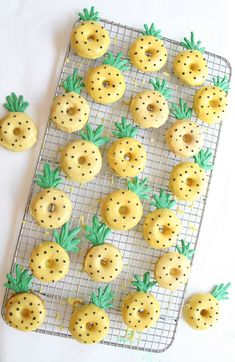 there are pineapple cookies on the cooling rack