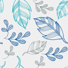 blue and green leaves on a white background, seamless pattern stock photo - budget conscious